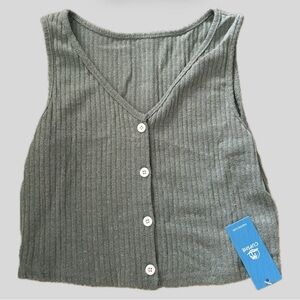 Cupshe NWT Green/Gray tank top with buttons size medium